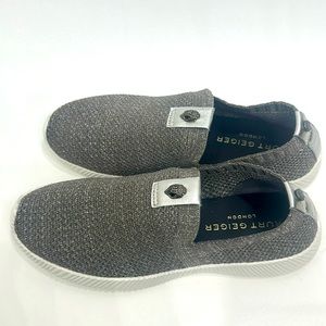 Kurt Geiger London silver metallic slip on sneakers size 40.5